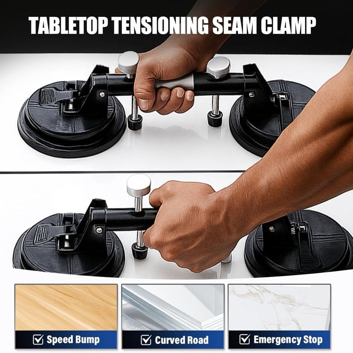 Countertop Alignment Clamps 2025 Upgraded Adjustable Granite Seam Setter Tools for Stone, Marble & Quartz Countertop Installation, Seamless Seam Setter with Heavy Duty Suction Cups