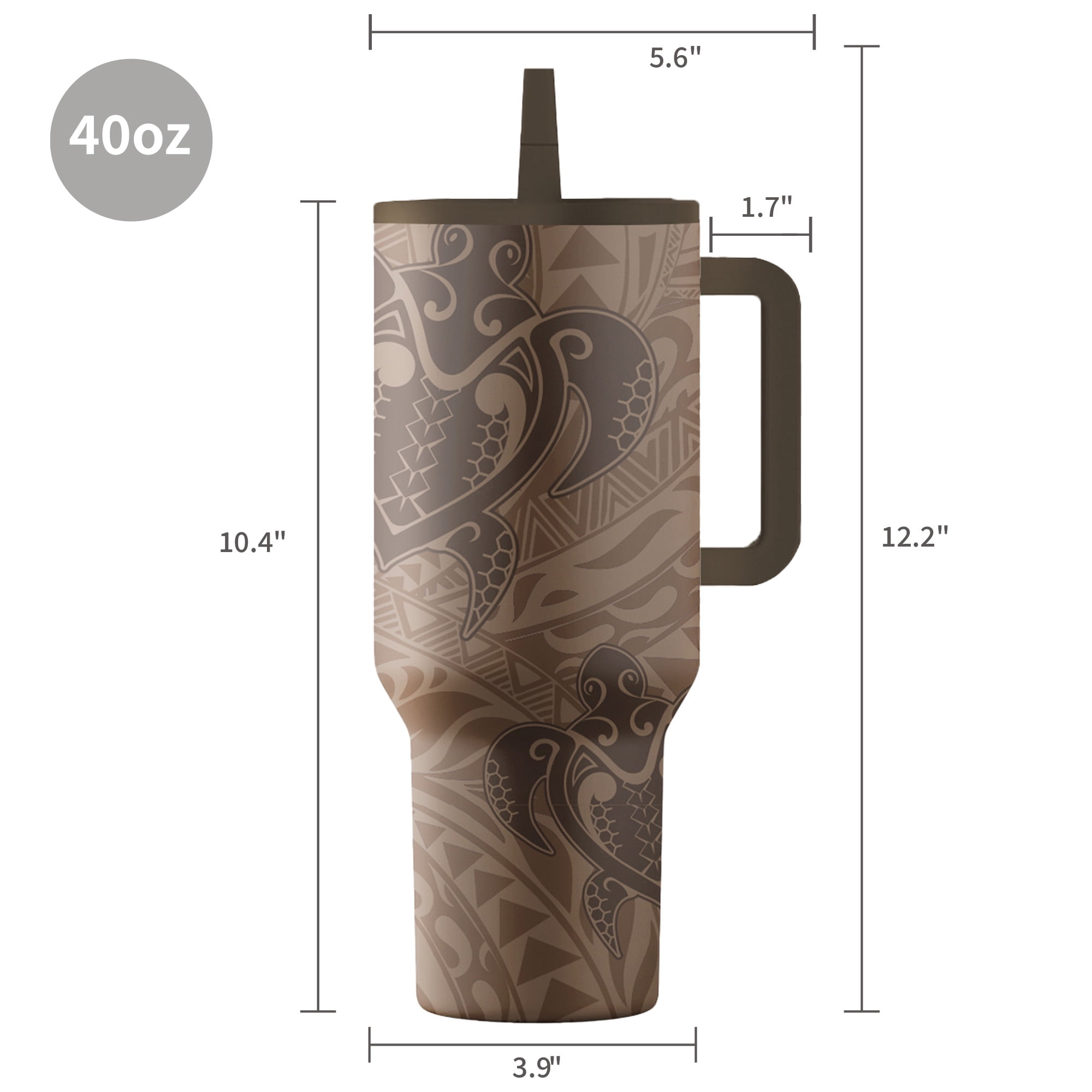 Island Crew 40 oz Honu Stainless Steel Tumbler, Brown