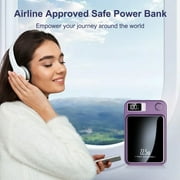 Power Bank,5000mAh 22.5W Fast Charging Magnetic Wireless Portable Charger with LED Power Display Compatible with iPhone 8 and Above Series,2in1,Purple