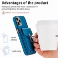 thumbnail image 2 of TECH CIRCLE Case for iPhone 11 Pro, [Built-in 2 Micro-SIM Card Slots] Slim Soft Shockproof Protective Cover with Ring Holder Stand + Card Holder Pocket + Eject Pin Holder - Blue, 2 of 8