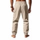 thumbnail image 4 of Pantalones largos para hombre, informales, holgados, ventilados, con bolsillos y cordón, para exteriores, ejercicio, ropa de trabajo, pantalones con faja, pantalones de poliéster para hombre., 4 of 9