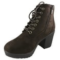 thumbnail image 2 of Womens Casual Lug Sole Chunky Heel Ankle Combat Boot, 2 of 2