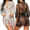 thumbnail image 3 of Lingerie Kimono en Soie Dentelle pour Femmes Robe Babydoll Vêtements de Nuit, 3 of 5