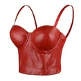 thumbnail image 1 of ELLACCI Faux Leather Bustier Crop Top Gothic Push Up Women's Corset Top Bra Red Medium, 1 of 7