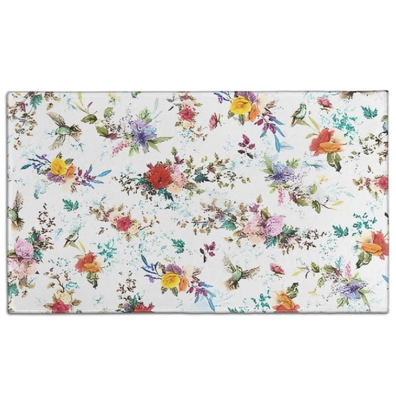 Pioneer Flower Floral Print Pattern Door Rugs,Washable Non Slip Door Mats Indoor,Decorative Door Mats,Entry Mat Indoor for Entrance,Bedroom,Kitchen,Bathroom,17"x30"