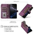 thumbnail image 2 of ShieldFlex Wallet Case for Samsung Galaxy A15 RFID Blocking 6-Card Holder Soft PU Leather Magnetic Snap Crossbody Shoulder Strap Zipper Pocket Phone Case Fit for Galaxy A15 5G,Purple, 2 of 7