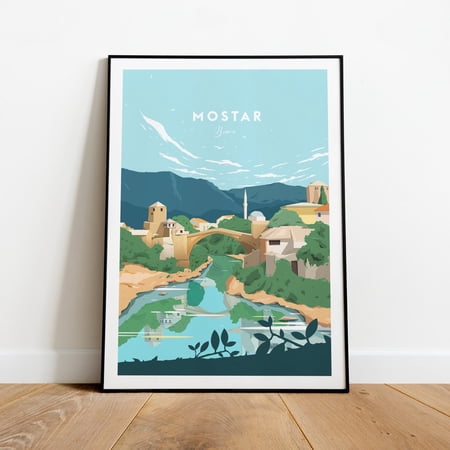Kna Prints - Mostar Traditional Travel Print - Bosnia, Mostar Poster, Mostar Print, Birthday Present, Wedding Gift Unframed Poster, UNFRAMED-8x12