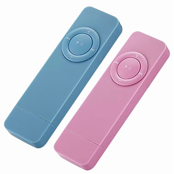 2 Pcs Portable USB Sport U Disk Mini Mp3 Music Player Support 32GB TF Card (Blue & Pink),2 pcs * MP3 Player 2 pcs * rope,blue & pink