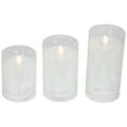 thumbnail image 4 of Northlight LED Flameless Flickering Snowy Woodland Glass Christmas Pillar Candles - 6" - Set of 3, 4 of 7