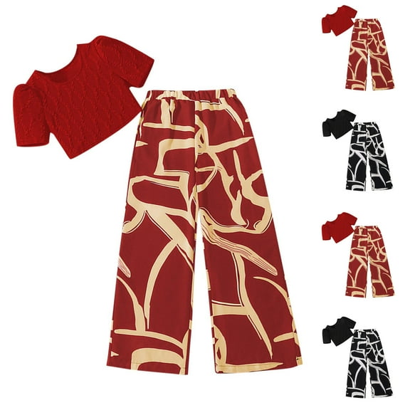 Summer Savings Clearance 2025! THDHVS Toddler Girl Outfits,Baby Outfits,Summer Round Neck Pullover Short Sleeve Suit Fashion Casual Clothes for Kids Black 10-11 Years