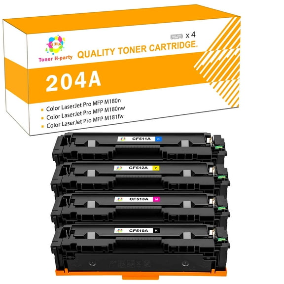 Toner H-Party 4-Pack Compatible Toner Cartridge for HP CF510A Color LaserJet Pro M154a M154nw Pro MFP M180n M180nw M181f Replacement Printer Ink Black, Cyan, Magenta, Yellow