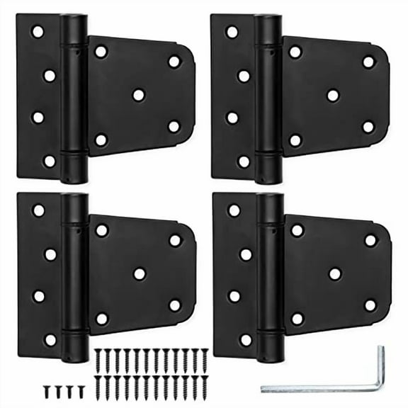 Ilyapa Heavy Duty Self Closing Shed Door Hinges, 4 Pack - Black Square Hinges for Gate, Barn or Storage Shed