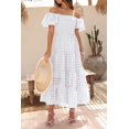 thumbnail image 4 of Vestido PRETTYGARDEN con mangas abullonadas, escote cuadrado y fruncido, talla M, 4 of 8