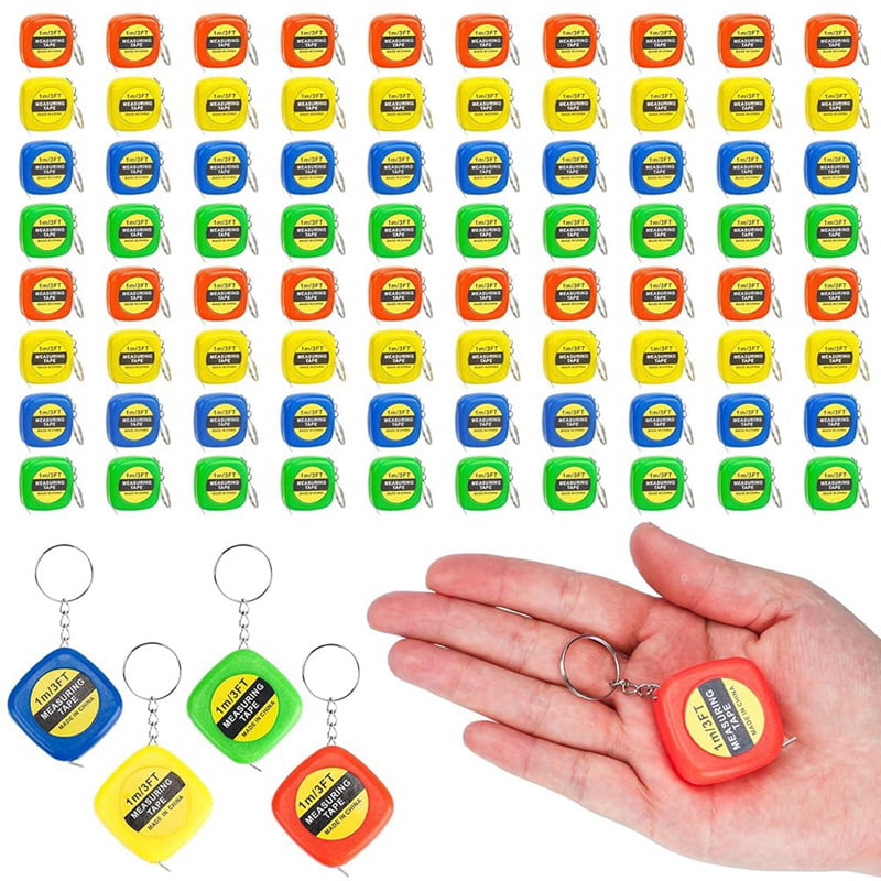 80 PCS Keychain Tape Measure Small Tape Measure Keychains, 3 Ft Measuring Range Mini Retractable Measuring Tape