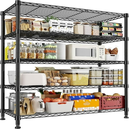 

Shelves 5-Tier Wire Shelving Rack Metal Shelves for Load 1020 LBS Adjustable Heavy Duty Metal Shelving Units and for Garage Pantry Bathroom 29 W X 14 D X 63 H