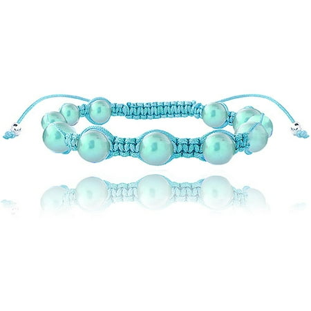 Blue Freshwater Pearl - 7.5-8mm Light Blue Freshwater Cultured Pearls Adjustable Bracelet 7.5