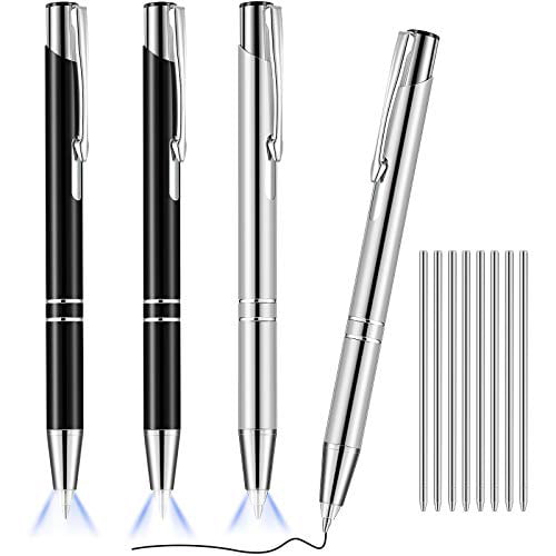 Yacig Reusable White Pen Light Metal Body with Black Ink Refill Led Penlight Pack of 2 