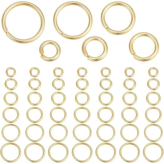 1 Box 300Pcs 5/6/7/8/9/10mm Open Jump Rings 24K Gold Plated Stainless Steel Single Loop Jump Ring Round Connector Rings for Bracelet Necklace Jewellery Making Gold