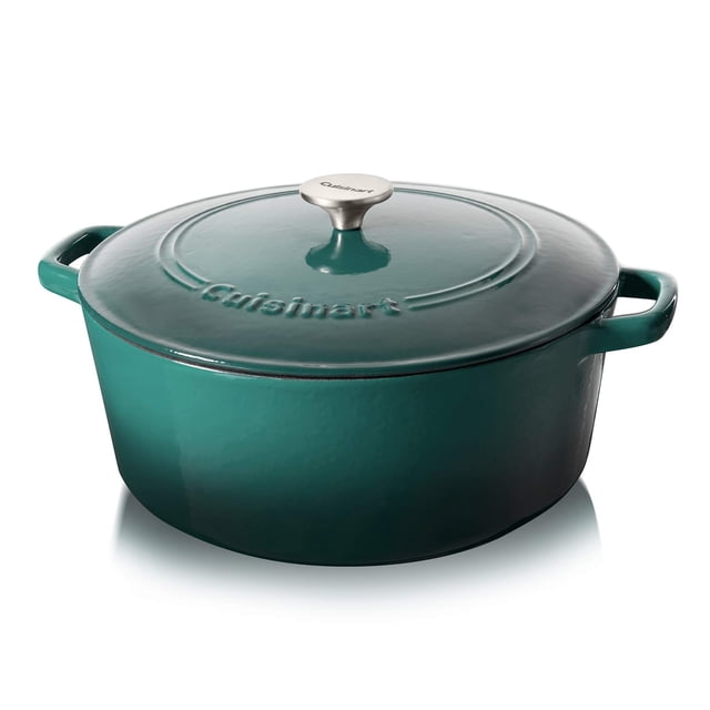 Cazuela Cuisinart Chef's Classic de hierro fundido esmaltado, 7 litros, color verde azulado
