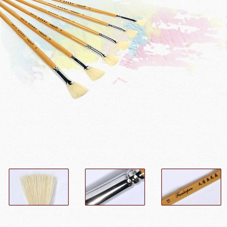 6pcs Weasel Hair Oil Paint Brush Kit for Artists Gouache Acrylic