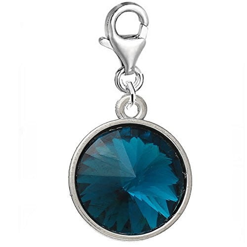 Round Rhinestone Birthstone  Rhinestone Clip on Charm Pendant for European Charm Jewelry (September)