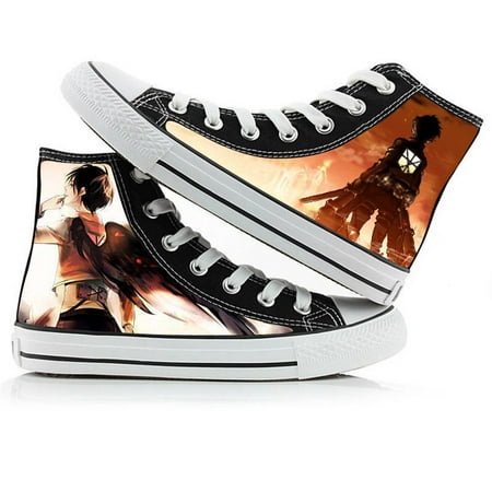 

3D Printed Anime Attack on Titan Canvas Sneakers for Kids Teens Adults Action Figure Levi Eren Armin Erwin Lace up High Top Walking Running Classic Shoes Unisex Cool Shoes