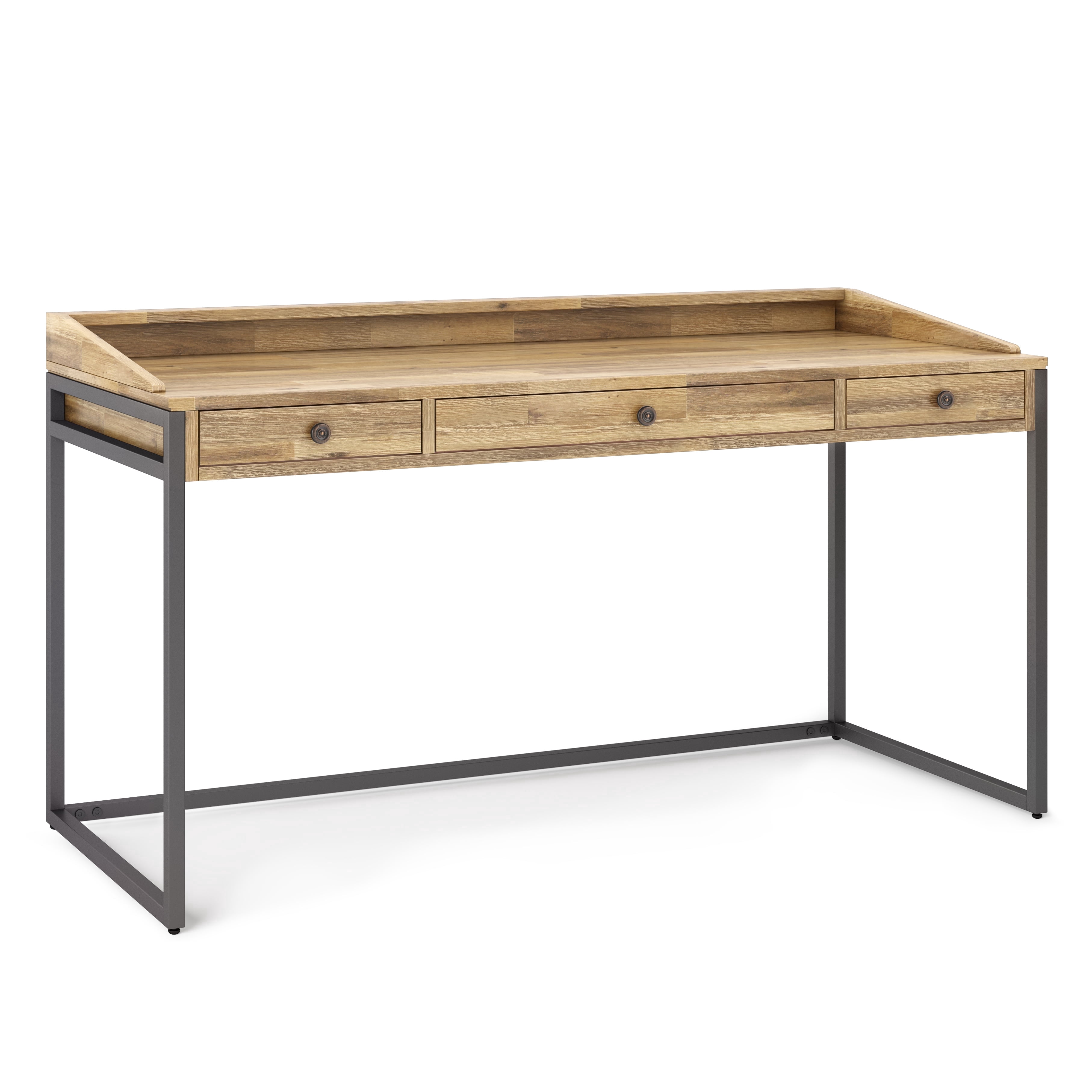 Simpli Home Ralston 60 inch Wide Solid Acacia Wood Modern Industrial Desk in Distressed Golden Wheat