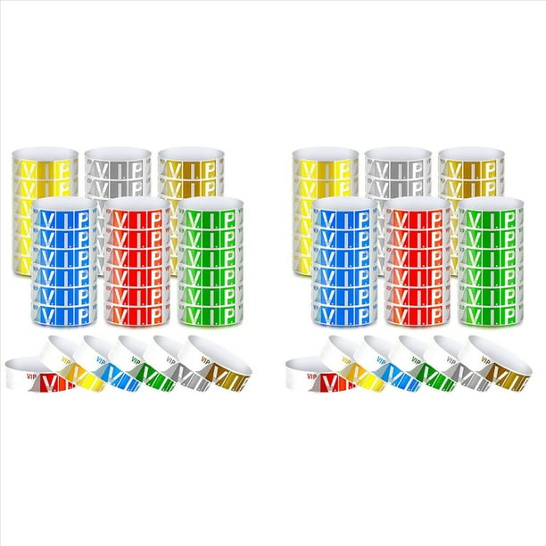 Paquete de 1200 Pulseras de Papel VIP Pulseras VIP Pulseras VIP Impermeables Pulseras de Colores Neón Variedad para Eventos Fiesta