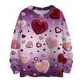 thumbnail image 2 of Dwralegc Womens Valentine Sweaters Heart Graphic Cute Sweater Long Sleeve Crew Neck Lightweight Valentine Fashion Sweater Tops Purple M, 2 of 4