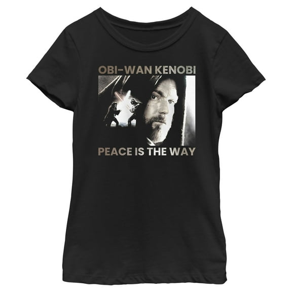 Girl's Star Wars: Obi-Wan Kenobi Darth Vader vs Kenobi Peace is the Way  Graphic Tee Black X Large