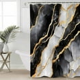 thumbnail image 4 of Abstract Art Shower Curtain Set ，Waterproof Fabric Shower Curtains White Black Gradient Marbling Water Ripple Shower Curtains for Bathroom,Bathroom Decor 60"x72", 4 of 6