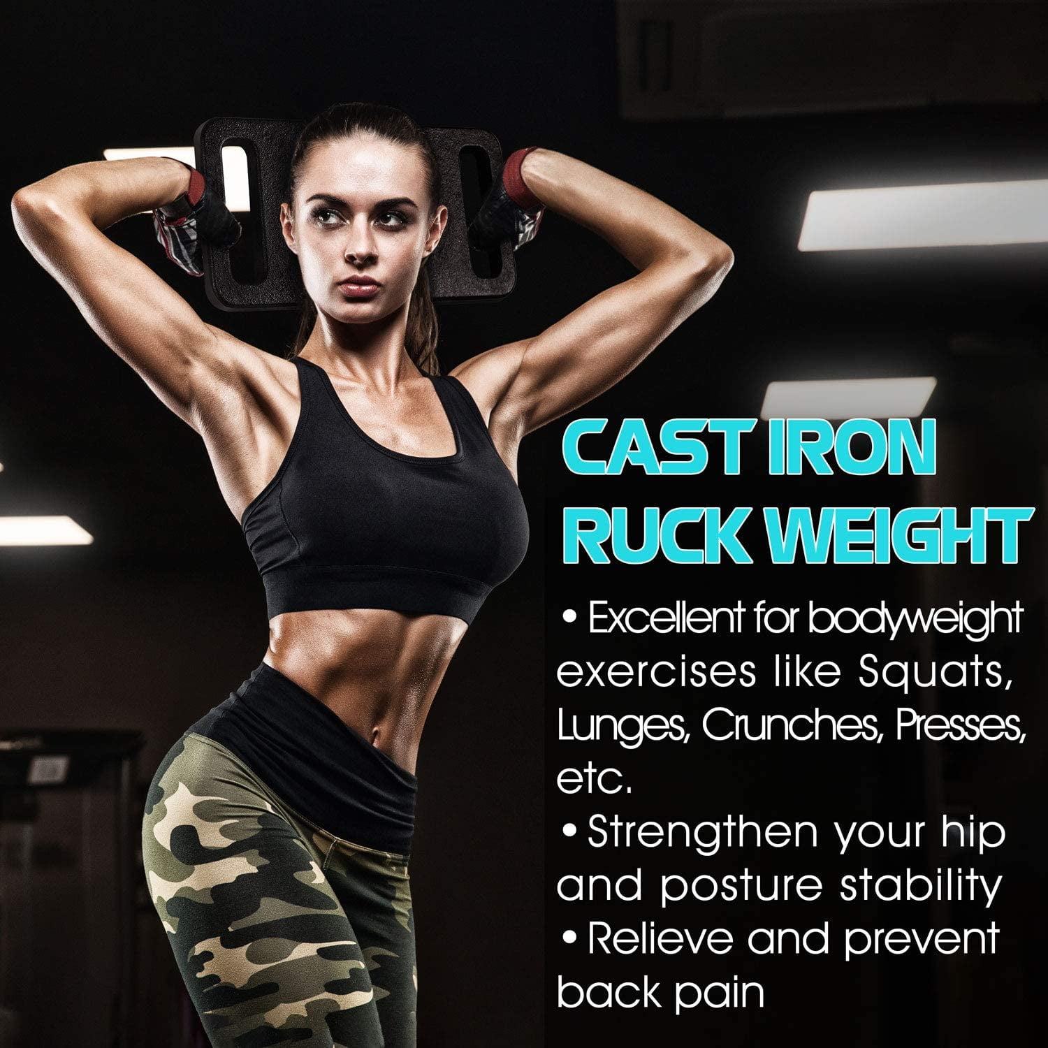Yes4All Cast Iron Ruck Weight, Weighted Plate for Rucking, Swings, Squat, Strength Training, Fitness Workout, and Home Exercises - 25LBS