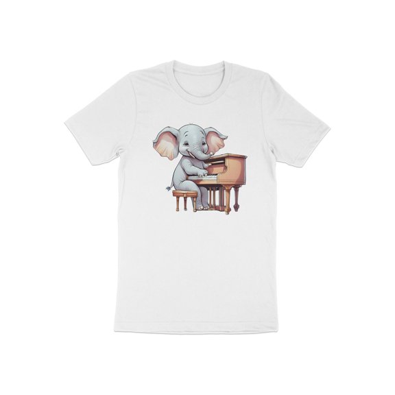 Funny Piano Player Pianist Teacher Musician Elephant Gift T-Shirt Piano Lover Music Teacher Birthday Holiday Present Men Women Kids Tshirt