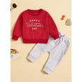 thumbnail image 2 of Suealasg Toddler Boys Valentine's Day Sets Baby Boys Clothes Red Long Sleeve Letter Print Pullover and Drawstring Pants Sets 2pcs Kids Boys Spring Clothing, 2 of 9
