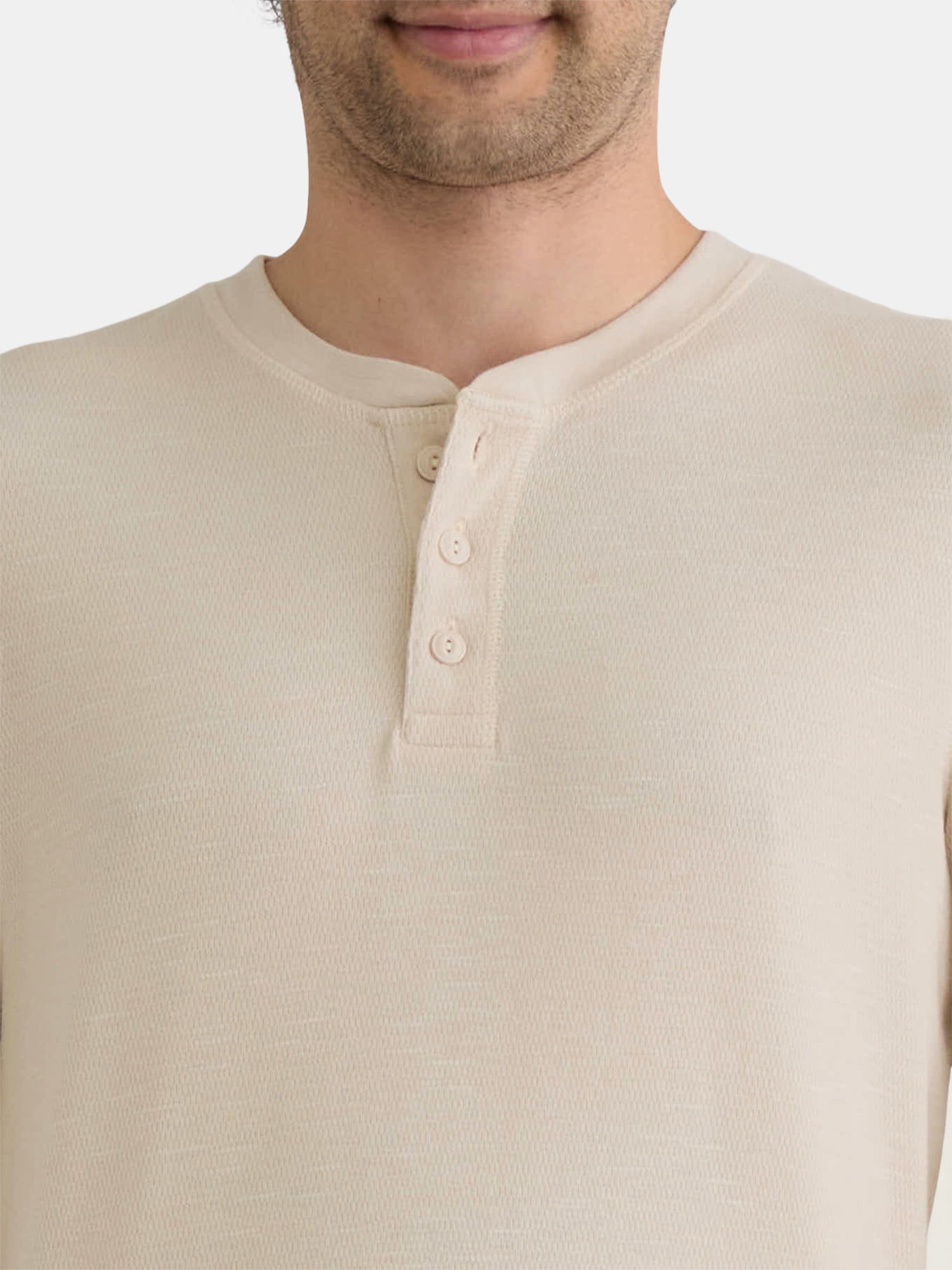 George Men's Relaxed Fit Thermal Henley Shirt with Long Sleeves, Sizes S-3XLT