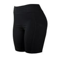 thumbnail image 2 of 3 Pack Women's Cotton Biker Shorts Leggings With Pockets Stretchy High Waisted No See-Through Workout Running Cycling Tummy Control Comfort Activewear, 2 of 5