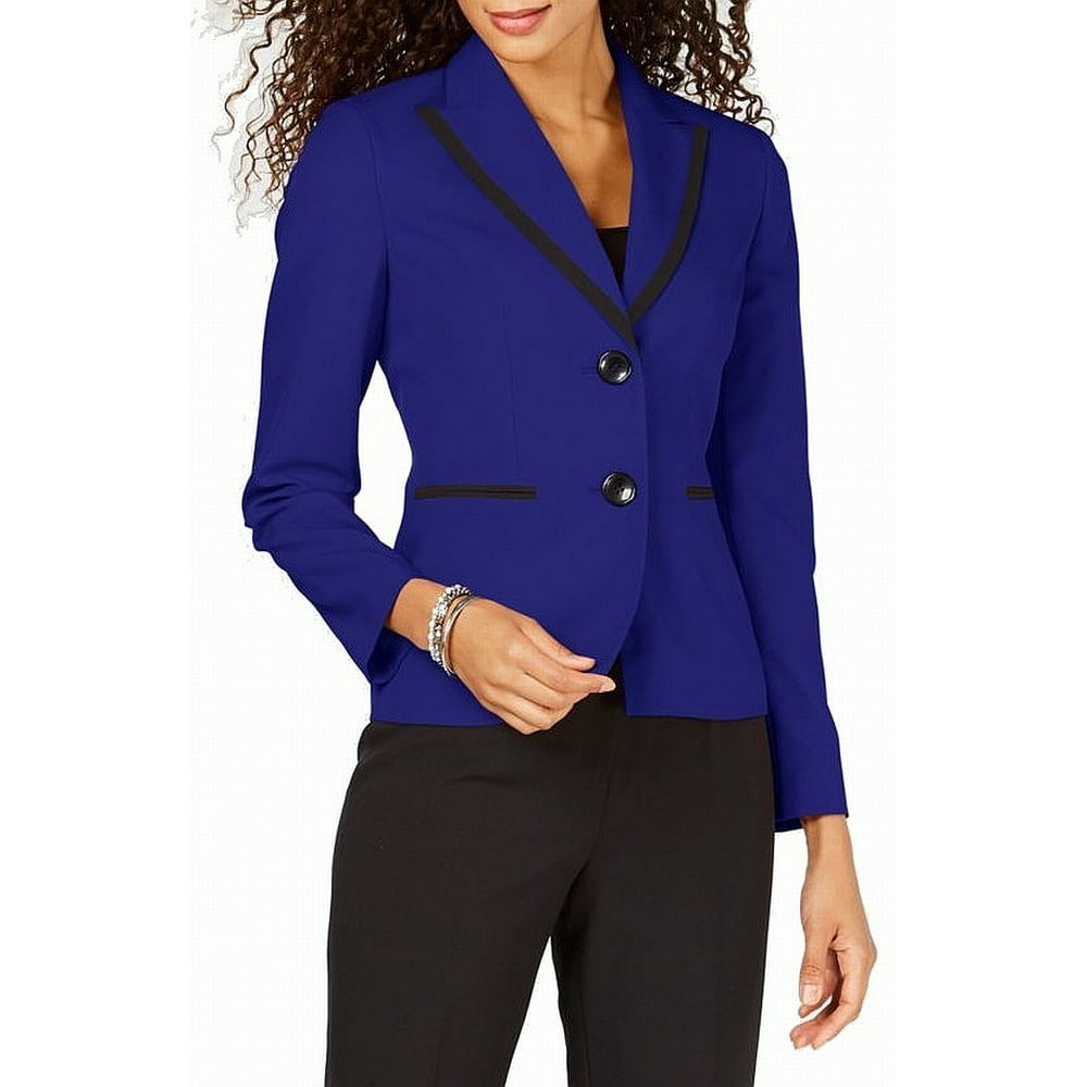 Le Suit - Womens Blazer Black Peak Lapel Contrast Trim 6 - Walmart.com ...