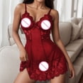 thumbnail image 2 of Gibobby arnés para mujer Traje tipo pareo de encaje Floral a la para mujer, resbalón con ribete festoneado con tangas, disfraces de mujer, lencería de encaje rojo(Rojo, XXL), 2 of 4