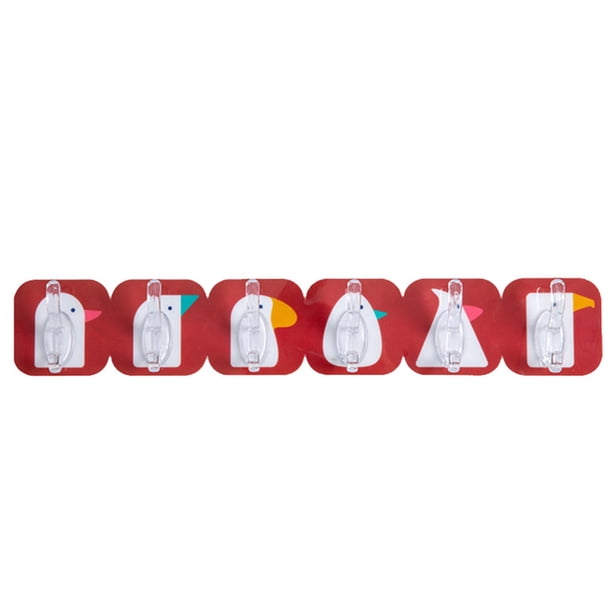 Colgador autoadhesivo Bearachild 6 uds. recortable montado en la pared de plástico de dibujos animados rojo