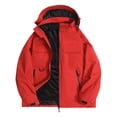 thumbnail image 2 of Kalauyu Mens Hood Windproof Rain Jacket Lined Drawstring with Multi Flap Pocket Water Resistant Hiking Daily Spring Fall Outdoor Coat Tops, 2 of 6