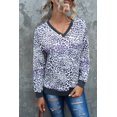 thumbnail image 4 of ABPHQTO Top gris con cuello en V y hombros caídos con estampado de leopardo para mujer, 4 of 5