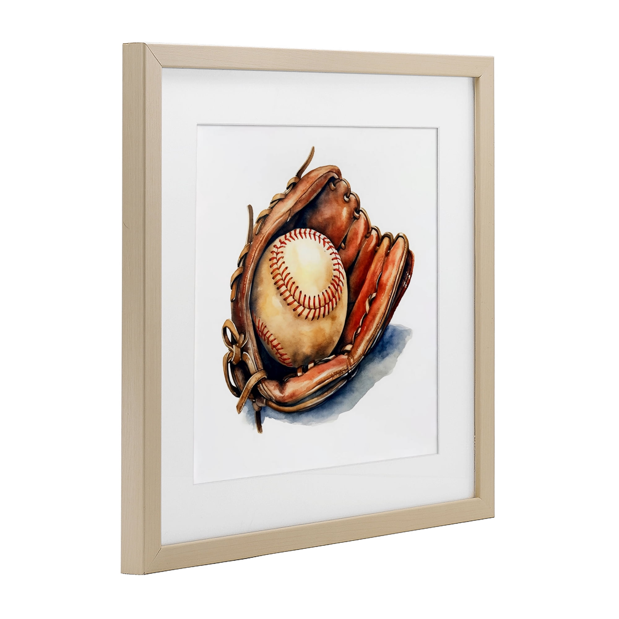 Stupell Industries Glove & Ball in Leather Birch Framed Print Under Glass, design by Creative Studio