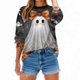 thumbnail image 5 of Yteetum Oversize Sweatshirts for Women Halloween Cute Ghost Graphic Print Crewneck Pullover Fleece Sweatshirts Tops Womens Casual Ghost Print Round Neck Loose Sport Long Sleeve Hoodless Sweatshirts, 5 of 9
