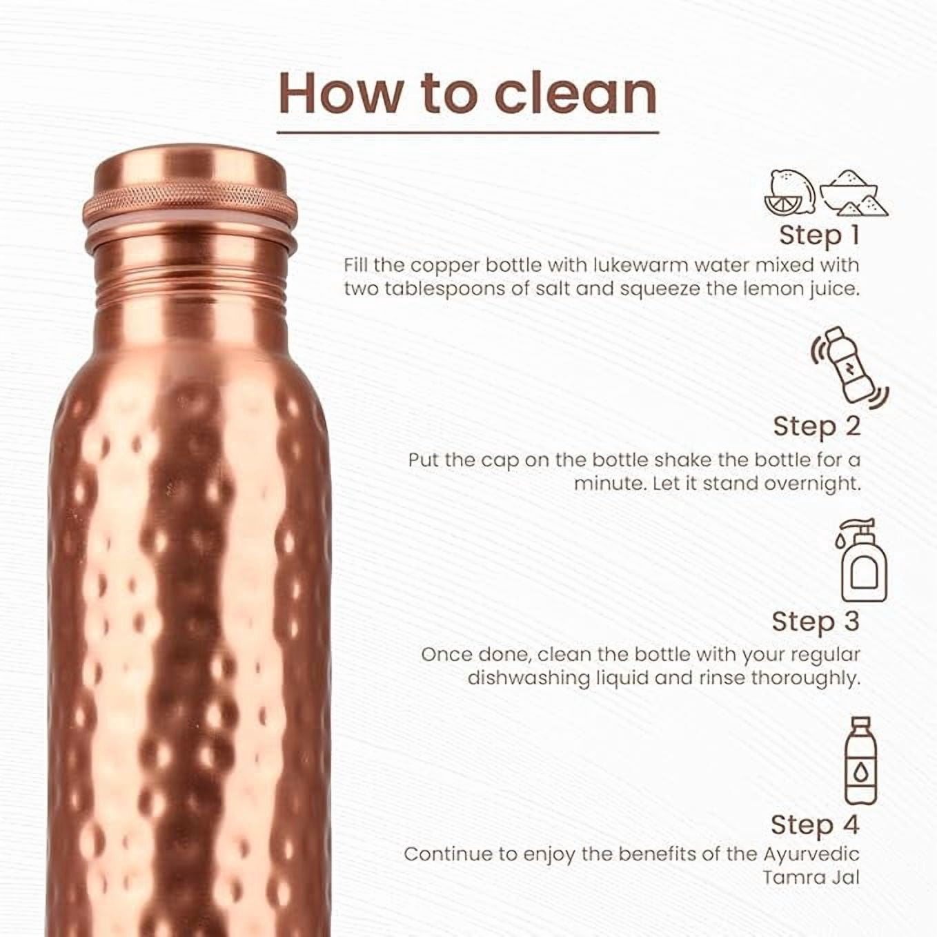 Authentic Nature Pure Copper Water Bottle, 1 Litre Ayurvedic Design, Hammered Finish, Leak-Proof Cap, Handcrafted in India for Daily Hydration and Wellness (Pack of 2 Bottles)