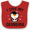 thumbnail image 3 of Inktastic I Love My Grandma with Cute Penguin and Hearts Girls Baby Bib, 3 of 4