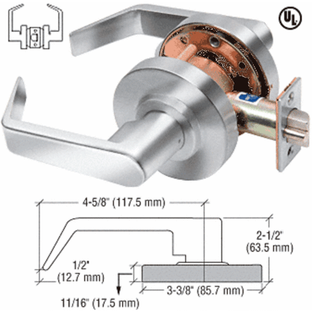 Chrome Lever Lockset - CRL Polished Chrome Passage Standard Grade 2 Lever Lockset