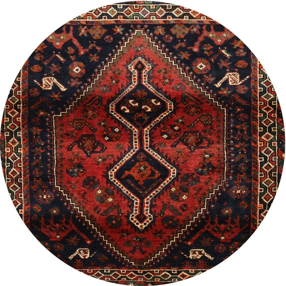 Ahgly Company Machine Washable Indoor Round Traditional Sepia Brown Area Rugs, 4' Round