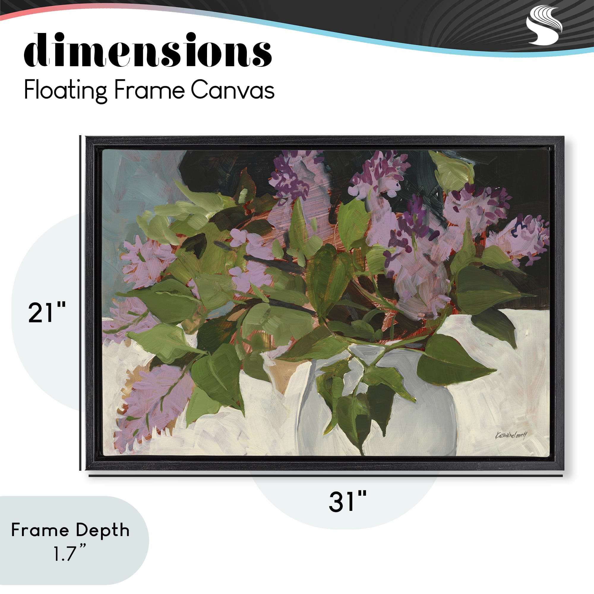 Stupell Industries June Lilacs Bouquet Black Framed Floater Canvas Wall Art, design by Katherine Lovell