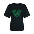 thumbnail image 3 of Shamrock Print T-Shirt Round Neck Cotton Tops St Patricks Day T-Shirt for Girlfriend Funny T-Shirts (Black,XXXL), 3 of 3