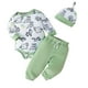 thumbnail image 1 of Gibobby Conjunto con capucha para niño Ropa para bebés recién nacidos, trajes con estampado de dinosaurios, peleles de algodón, conjuntos de 3 uds(Verde,6-9 Meses), 1 of 5